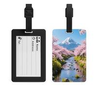 Cr herry Blossoms Luggage Tags Suitcases - TPU Travel Bag Tags with Name Id Label and Black Loop - Unique Cute Id Labels for Women Men Suitcase Baggage Bag Backpack Instrument