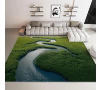 Creek Non-Slip Flannel Rug 160x230 cm Area Rugs 3D Lawn Soft Low Pile Indoor Carpet Suitable for Bedrooms Studies Living Rooms and Hallways (5x7.5ft) a-129