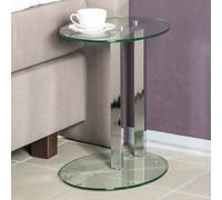 creek round clear glass side table with chrome stand