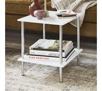 creek wooden end table with chrome frame in white