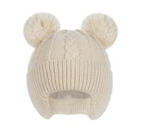 Creekstone Baby Beanies Toddler Bobble Hat with Ear Flaps Warm Cute Fleece Lined Kids Winter Hat for Baby Girls Boys (UK, Age, 2 Years, 6 Years, Beige)