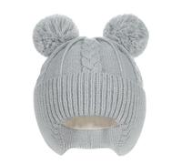 Creekstone Baby Beanies Toddler Bobble Hat with Ear Flaps Warm Cute Fleece Lined Kids Winter Hat for Baby Girls Boys (UK, Age, 6 Months, 24 Months, Grey)