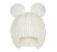 Creekstone Baby Beanies Toddler Bobble Hat with Ear Flaps Warm Cute Fleece Lined Kids Winter Hat for Baby Girls Boys (UK, Age, 6 Months, 24 Months, White)