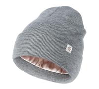 Creekstone Beanie for Women Men Satin Lined Winter Hat Slouchy Beanie with Silk Lining for Hair Warm Knit Ski Hat Unisex (UK, Alpha, One Size, Light Grey)