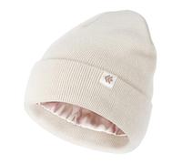 Creekstone Beanie for Women Men Satin Lined Winter Hat Slouchy Beanie with Silk Lining for Hair Warm Knit Ski Hat Unisex (UK, Alpha, One Size, Beige)