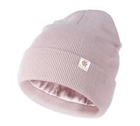 Creekstone Beanie for Women Men Satin Lined Winter Hat Slouchy Beanie with Silk Lining for Hair Warm Knit Ski Hat Unisex (UK, Alpha, One Size, Pink)