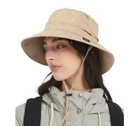 Creekstone Bucket Hat Waterproof Rain Hat for Women Men Sun Hats UPF50+ Packable Summer Hat Hiking Travel Floppy Sun Hat (UK, Alpha, One Size, Khaki)
