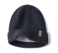Creekstone Merino Wool Beanie for Women Men, Warm Knit Winter Hats Double Layer, Fleece Lined Beanie Cuffed Wool Ski Cap (UK, Alpha, One Size, Navy)