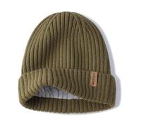 Creekstone Merino Wool Beanie for Women Men, Warm Knit Winter Hats Double Layer, Fleece Lined Beanie Cuffed Wool Ski Cap (UK, Alpha, One Size, Dark Olive)