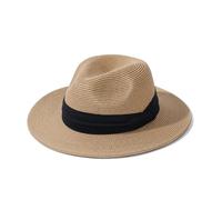Creekstone Straw Panama Hat, Fedora Sun Hat, UPF 50+ Wide Brim, Beach Summer Fedora Sunhats for Men Women (UK, Alpha, L, Khaki)