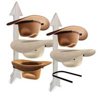 Creekview Home Emporium Clothes Rack for Wall, 2-Piece Rustic White Hat Holder for 6 Cowboy Hats
