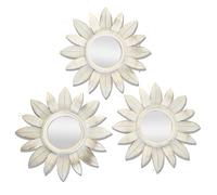 Creekwood Leaf Wall Mirrors Set of 3 Indoor/Outdoor Lightweight Wall Mirror, Brushed Grey, W30cm x H30cm