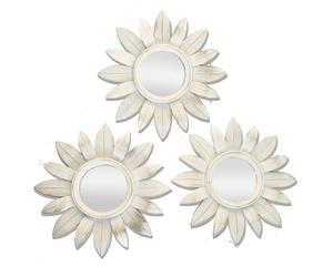 Creekwood Leaf Wall Mirrors Set of 3 Indoor/Outdoor Lightweight Wall Mirror, Brushed Grey, W30cm x H30cm