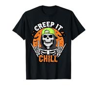Creep It Chill Skeleton Cap Spooky Graphic Value Graphic T-Shirt