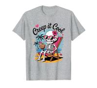 Creep It Cool Retro Skeleton Summerween Beach Horror T-Shirt
