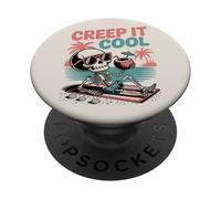 Creep It Cool Skeleton Beach Party Summerween Vibes Art PopSockets Adhesive PopGrip
