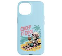 Creep It Cool Skeleton on Vacation Summer Halloween Vibe Case for iPhone 15