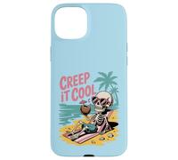 Creep It Cool Skeleton on Vacation Summer Halloween Vibe Case for iPhone 15 Plus