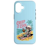 Creep It Cool Skeleton on Vacation Summer Halloween Vibe Case for iPhone 16