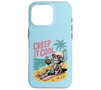 Creep It Cool Skeleton on Vacation Summer Halloween Vibe Case for iPhone 16 Pro