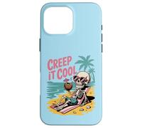 Creep It Cool Skeleton on Vacation Summer Halloween Vibe Case for iPhone 16 Pro Max