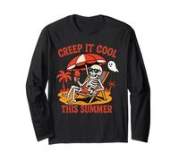 Creep It Cool Skeleton Summer Halloween Beach Long Sleeve T-Shirt