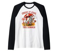 Creep It Cool Skeleton Summer Halloween Beach Raglan Baseball Tee