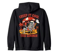 Creep It Cool Skeleton Summer Halloween Beach Zip Hoodie