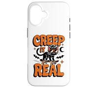 Creep It Real Halloween Cat Skateboard Funny Spooky Costume Case for iPhone 16