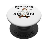 Creep It Real Skateboarding Ghost Duck Fun PopSockets Adhesive PopGrip