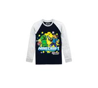 Creeper And Steve Long Sleeve T-Shirt Minecraft Grey 9-10 Years