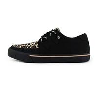 T.U.K. Shoes - Vegan Creeper Sneaker - Black Canvas & Leopard Print - Lace-Up - UK Men 2/Women 3