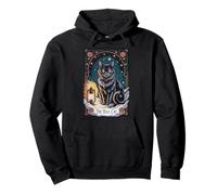 Creepma Vintage Folklore Yule Cat Tarot Card Cottagecore Pullover Hoodie
