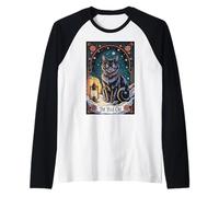 Creepma Vintage Folklore Yule Cat Tarot Card Cottagecore Raglan Baseball Tee