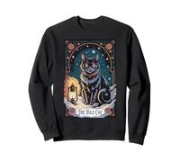 Creepma Vintage Folklore Yule Cat Tarot Card Cottagecore Sweatshirt