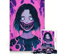 Creepy Anime Girl 1000 Pieces Jigsaws Adults Puzzles Gifts Anxiety Relief Snug Connection Fun Hobby Wall Display (50x75cm)