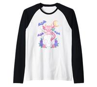 Creepy Axolotl Anime Kawaii Goth Raglan Baseball Tee