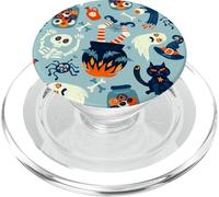 creepy blue halloween witch cauldron ghost cat macabre claws PopSockets PopGrip for MagSafe