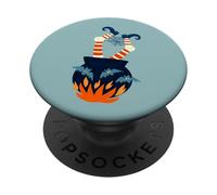 creepy blue halloween witch cauldron legs bat stripe ominous PopSockets Adhesive PopGrip