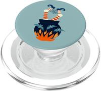 creepy blue halloween witch cauldron legs bat stripe ominous PopSockets PopGrip for MagSafe