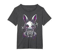 Creepy Bunny Gothic Aesthetic, Cute Rabbit Alt Goth Grunge T-Shirt, Women's Plus, Dark Heather Grey, 3X