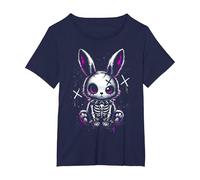 Creepy Bunny Gothic Aesthetic, Cute Rabbit Alt Goth Grunge T-Shirt, Women's Plus, Navy Blue, 2X