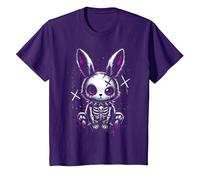 Creepy Bunny Gothic Aesthetic, Cute Rabbit Alt Goth Grunge T-Shirt, Youth, Purple, X-Small