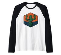 Creepy Cactus Creature with Spikes in Sunset Thorns Art Raglan Baseball Tee