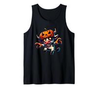 Creepy Cartoon Zombie Cow Halloween Pumpkin October Tank Top
