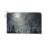 Creepy Cemetery Coin Purses with Zipper, Personalized Zero Wallet for Shopping, Small Makeup Pouches Bag for Travel, Card Organizer Case, Portable Canvas Change Purses