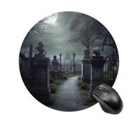 Creepy Cemetery Gaming Mouse Pad Funny Mousepad with Non-Slip Rubber Base Cute Mouse Pads for Desk for Women Small Portable Mouse Mat for Laptop Mini Computer Mousepads 7.8x7.8 Inches