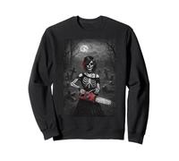 Creepy Chainsaw Goth Skeleton Girl Dark Graveyard Horror Sweatshirt