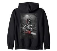 Creepy Chainsaw Goth Skeleton Girl Dark Graveyard Horror Zip Hoodie