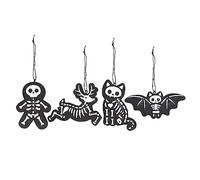 Serano Gingerbread Cookie Ornaments - Creepy Christmas Set of 4 - Dark Gothic Seasonal Home Decor
